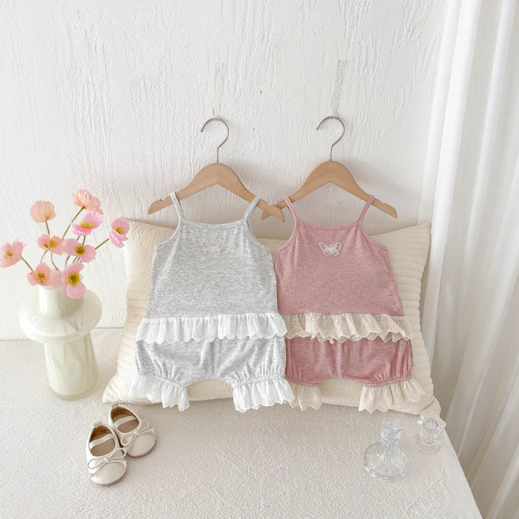Baby Products Korean - Korean Ins Splicing Lace Strap Shorts