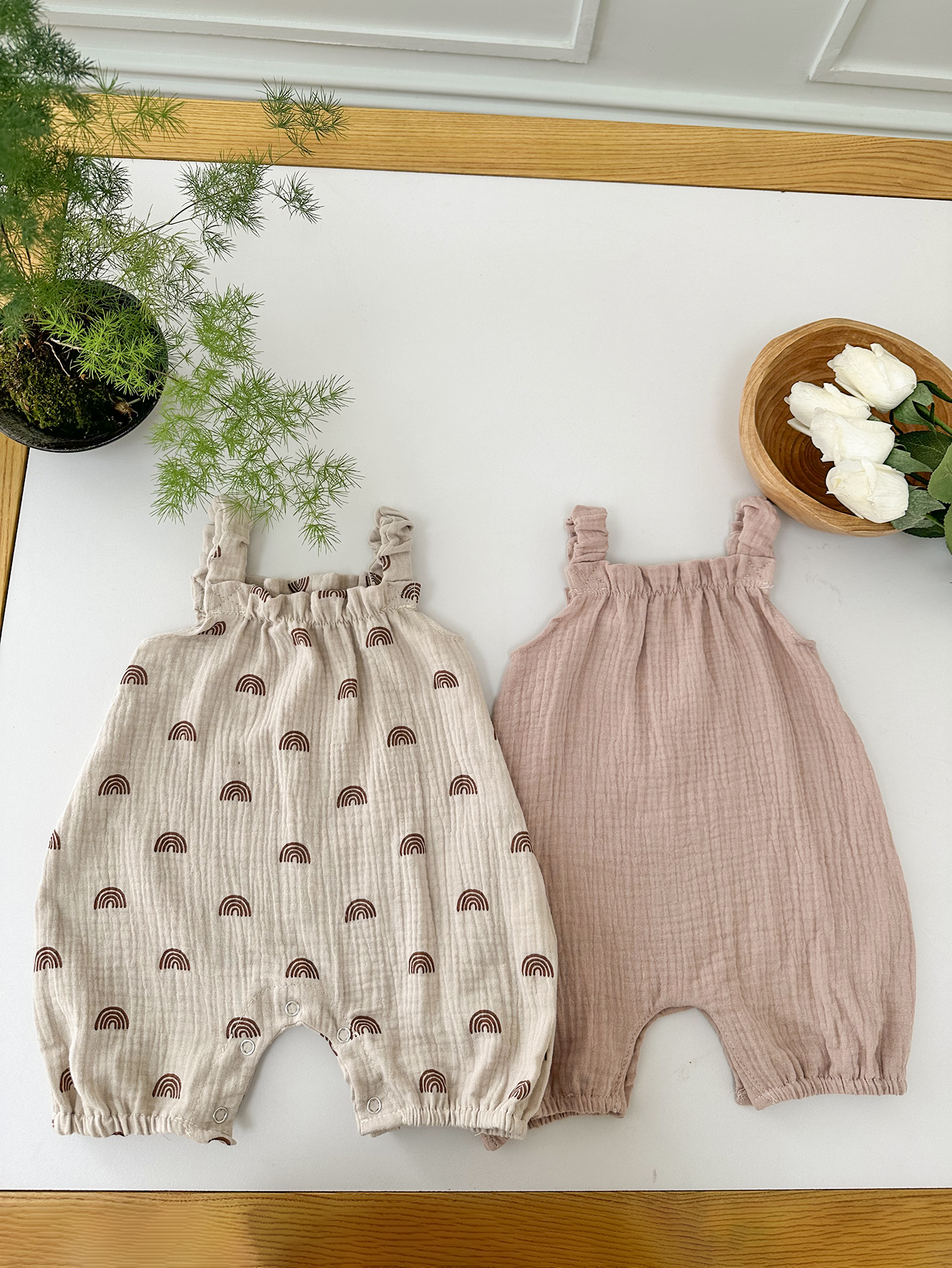 Baby Products Organic - 2pcs Baby Romper Suit Rainbow Dandelion