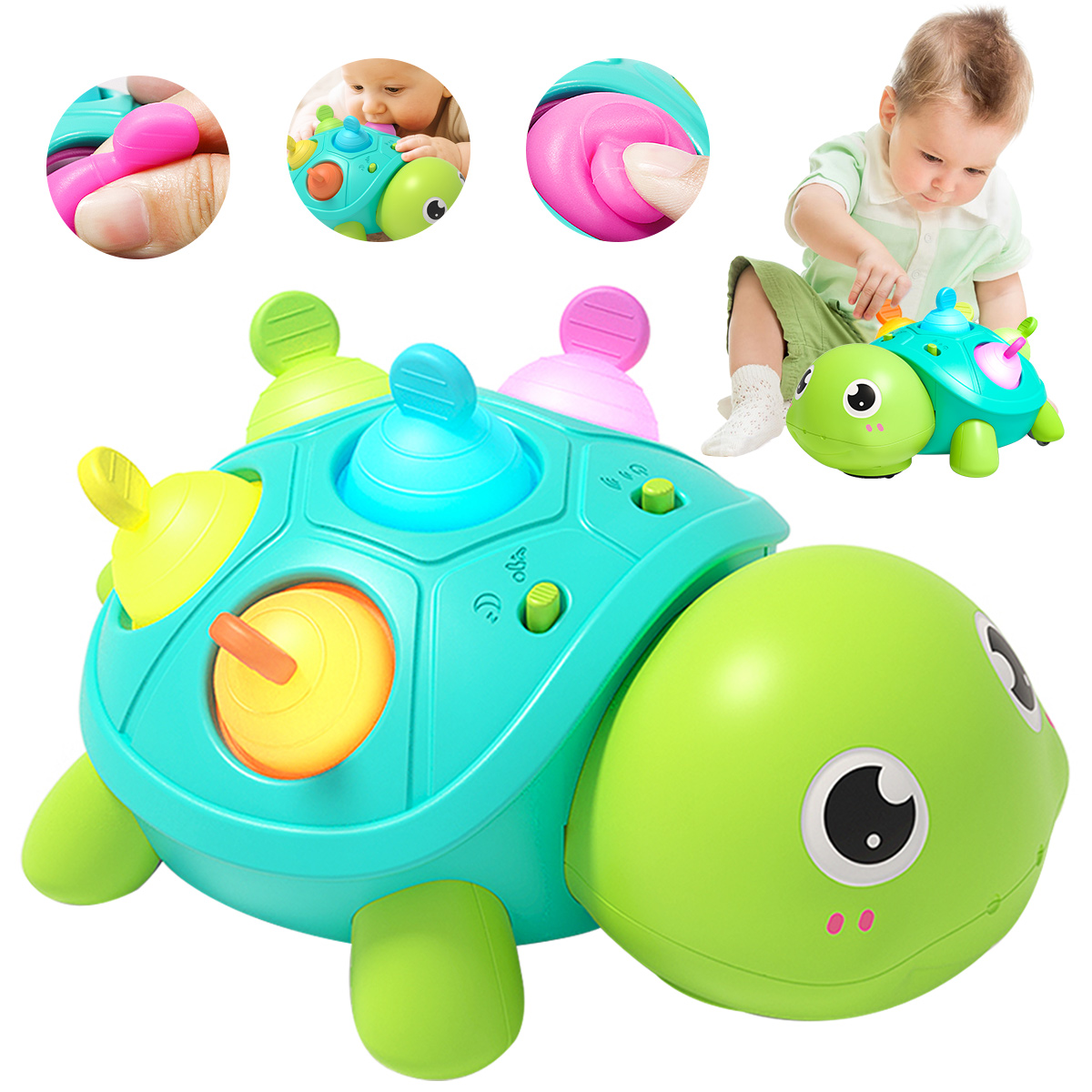 Baby Walker Activity - Baby Turtle Toy, Toddler Crawling Toys