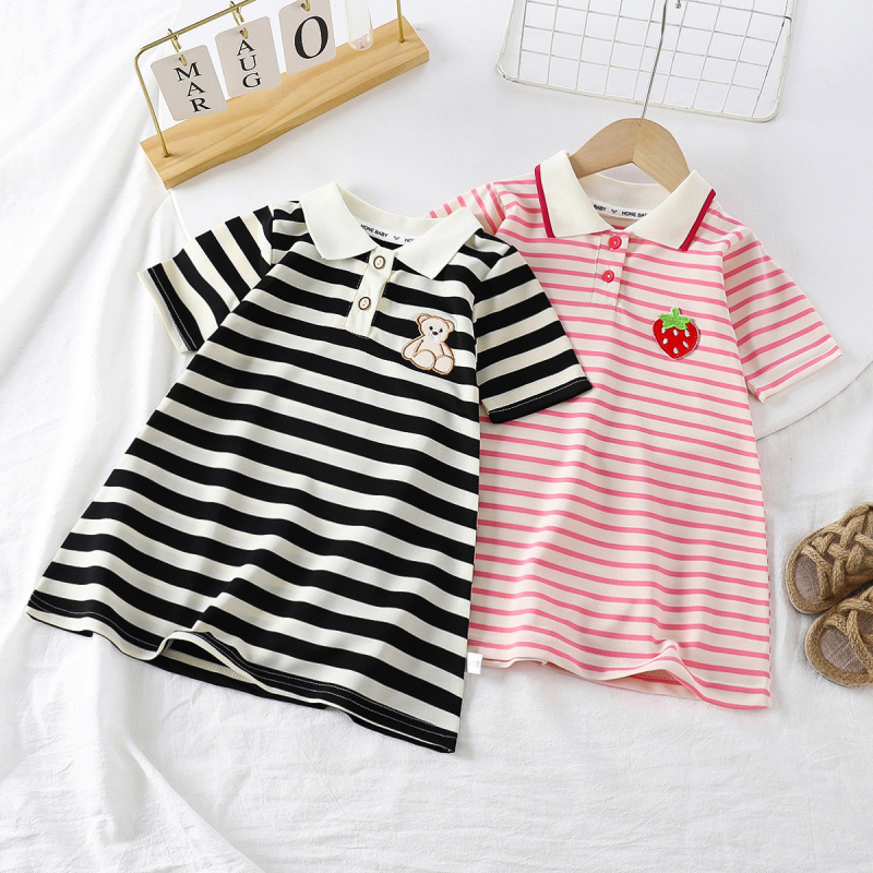 Baby Products Online - Girls' Summer Short SleevepoloStriped summer dress