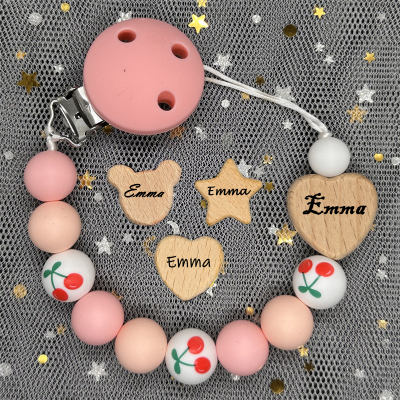 Custom Name Wood Personalized  - Baby Pacifier Clip avis et prix