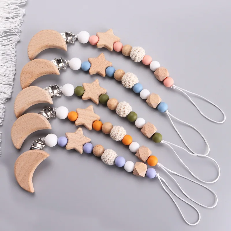 NEW Custom Name Wooden Persona - Baby Pacifier Clip avis et prix