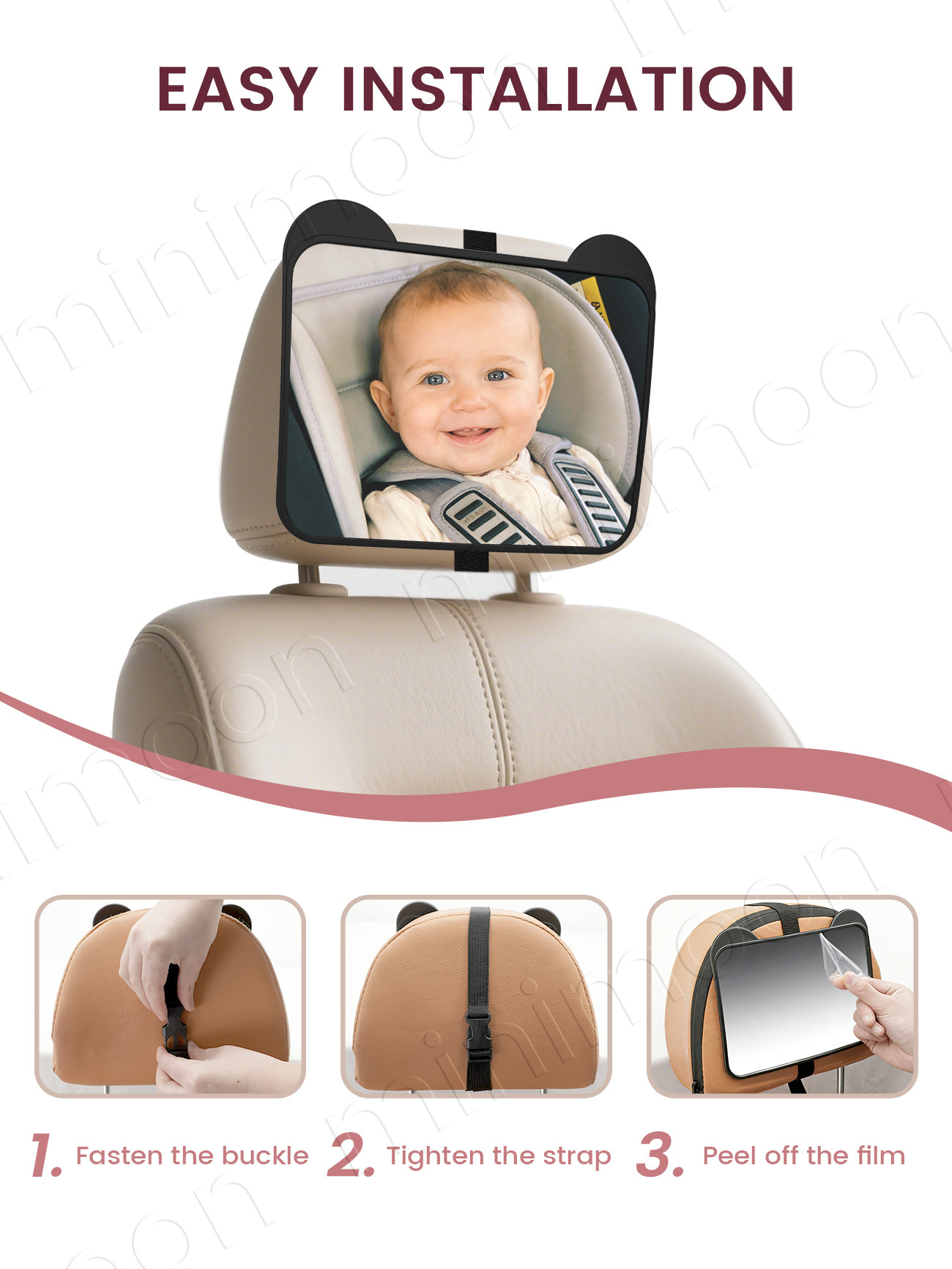 Cute Bear-Ear Car Seat Mirror, - Baby Monitor Sensor avis et prix